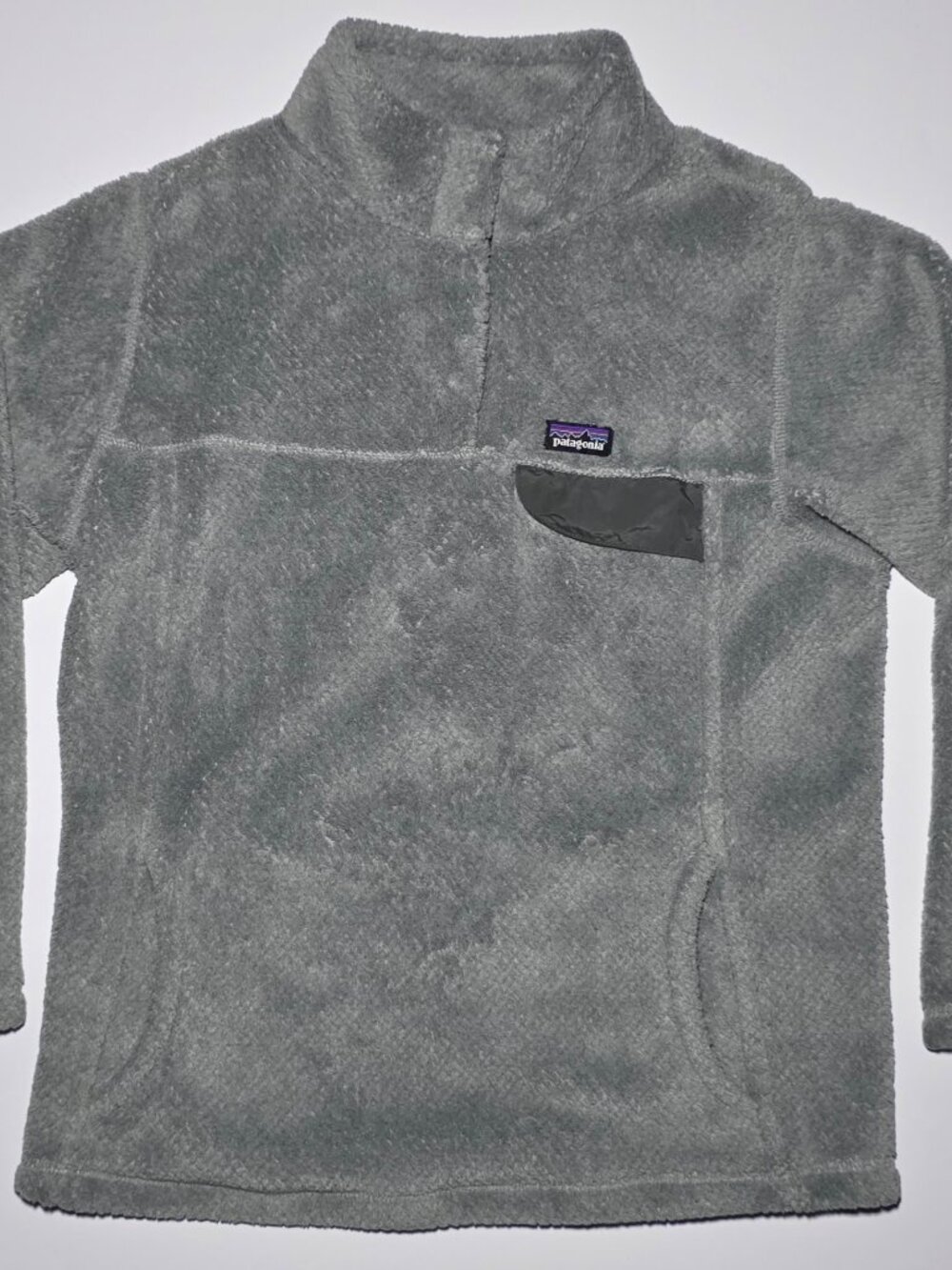 Patagonia Womens Gray Long Sleeve Fleece Snap Closure Pullover Size = Medium